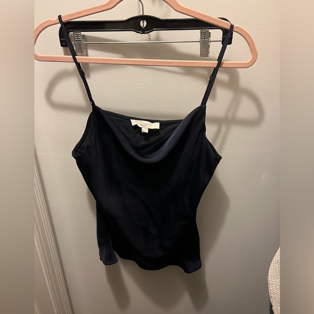 Navy satin tank top